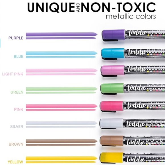 Loddie Doddie Liquid Chalk Markers for Chalkboard Metallic Chalk Pens 8 - Picture 3 of 5